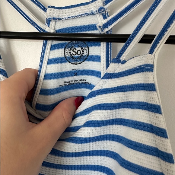 SO Blue and White Striped Halter Dress - Picture 5 of 5